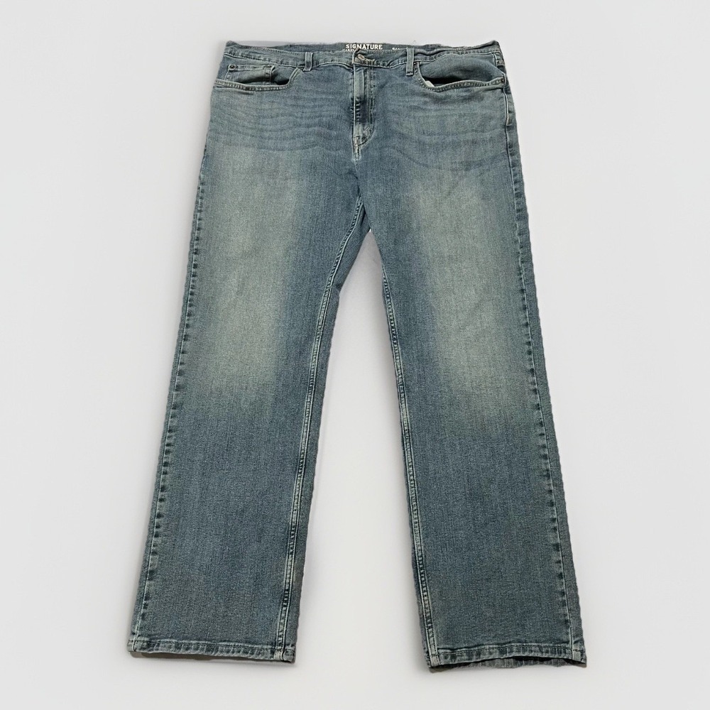 Signature Levi Strauss S61 Mens Blue Denim Relaxed Fit Straight Jeans 40x32